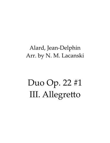 Duo Op. 22 #1 III. Allegretto (arr. Nick M Lacanski)