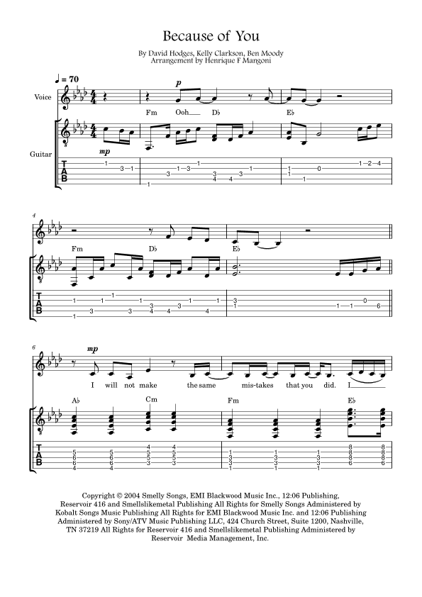 Because Of You (arr. Henrique F Mangoni)