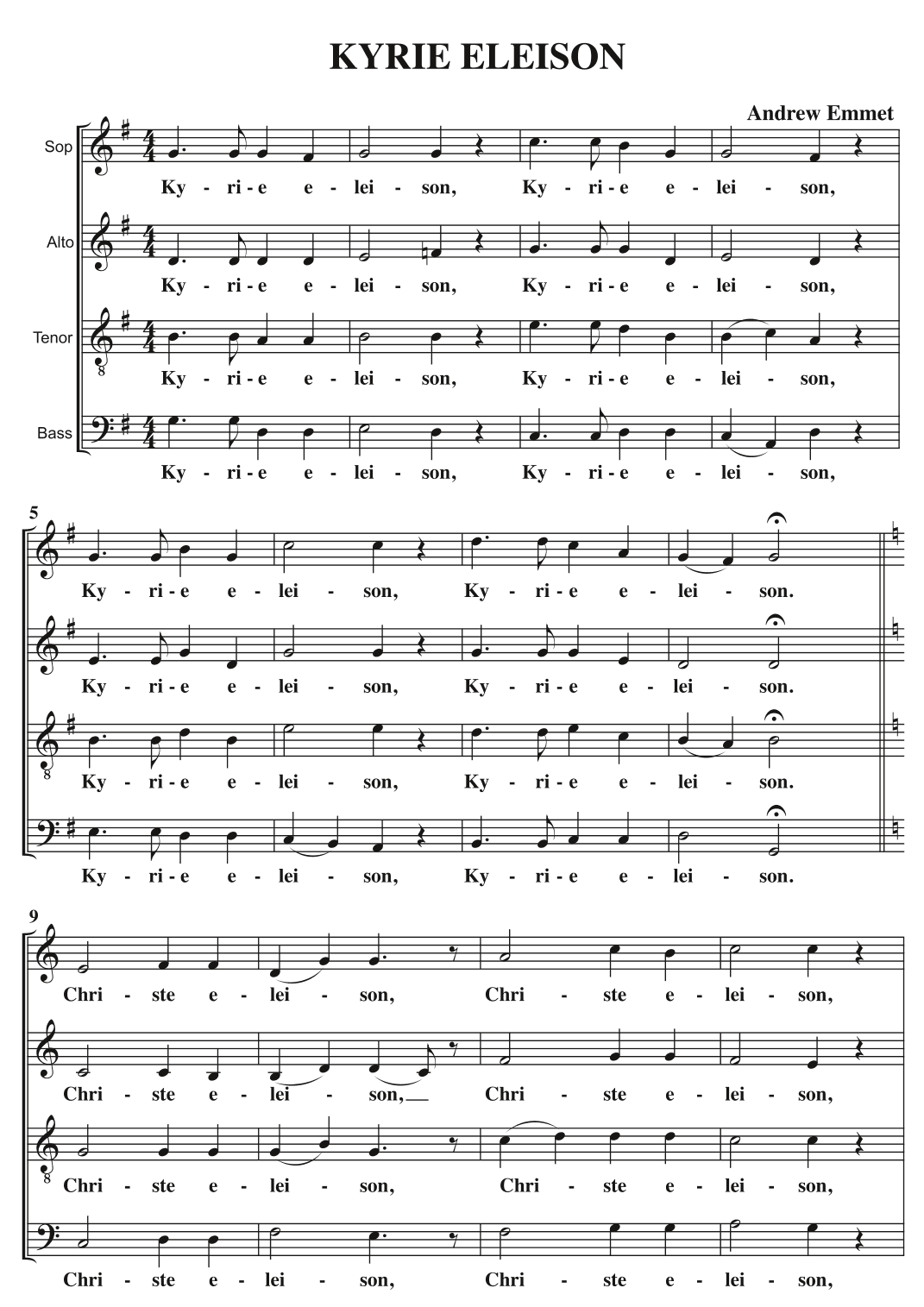 Kyrie Eleison A Cappella SATB