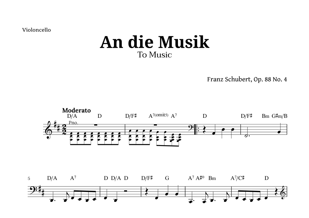 An die Musik (To Music) by for Cello (arr. Langanho)