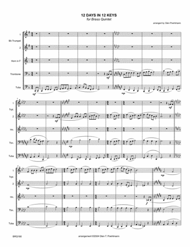 12 DAYS in 12 KEYS for BRASS QUINTET (the 12 Days of Christmas) (arr. Glen Poehlmann)