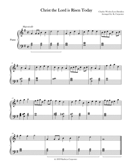 Christ the Lord is Risen Today (Easy Piano) (arr. Kathryn Carpenter)