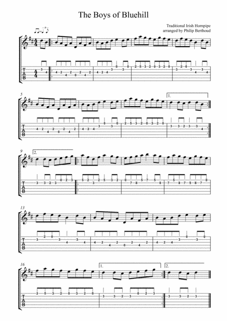 Boys of Bluehill, The - Irish Hornpipe for Flatpicking Guitar (arr. Philip Berthoud)