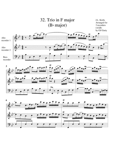 Organ trio in F major (Breitkopf edition no.32) (arrangement for 3 recorders) (arr. Gil Garty)