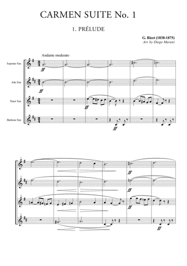 Prelude & Aragonaise from "Carmen Suite" for Saxophone Quartet (arr. Diego Marani)