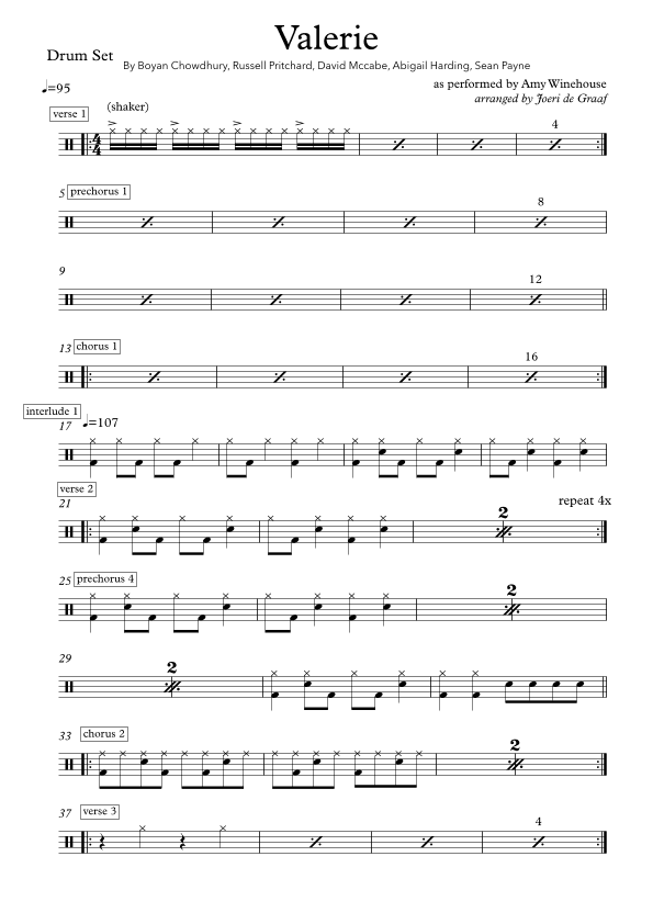 Valerie (arr. Joeri de Graaf)