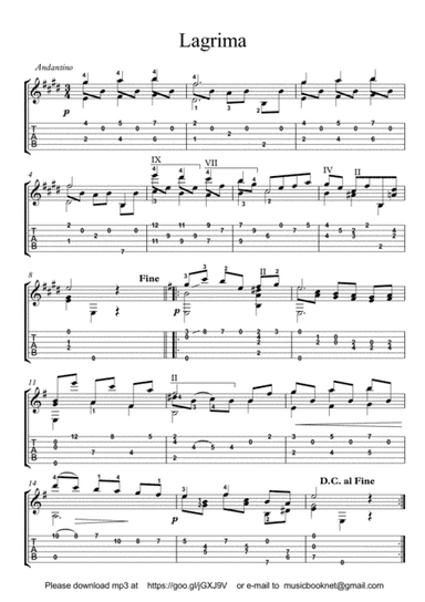 Lagrima (arr. PianoSheeNow)