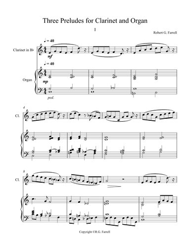 Three Preludes for Organ and Clarinet - I