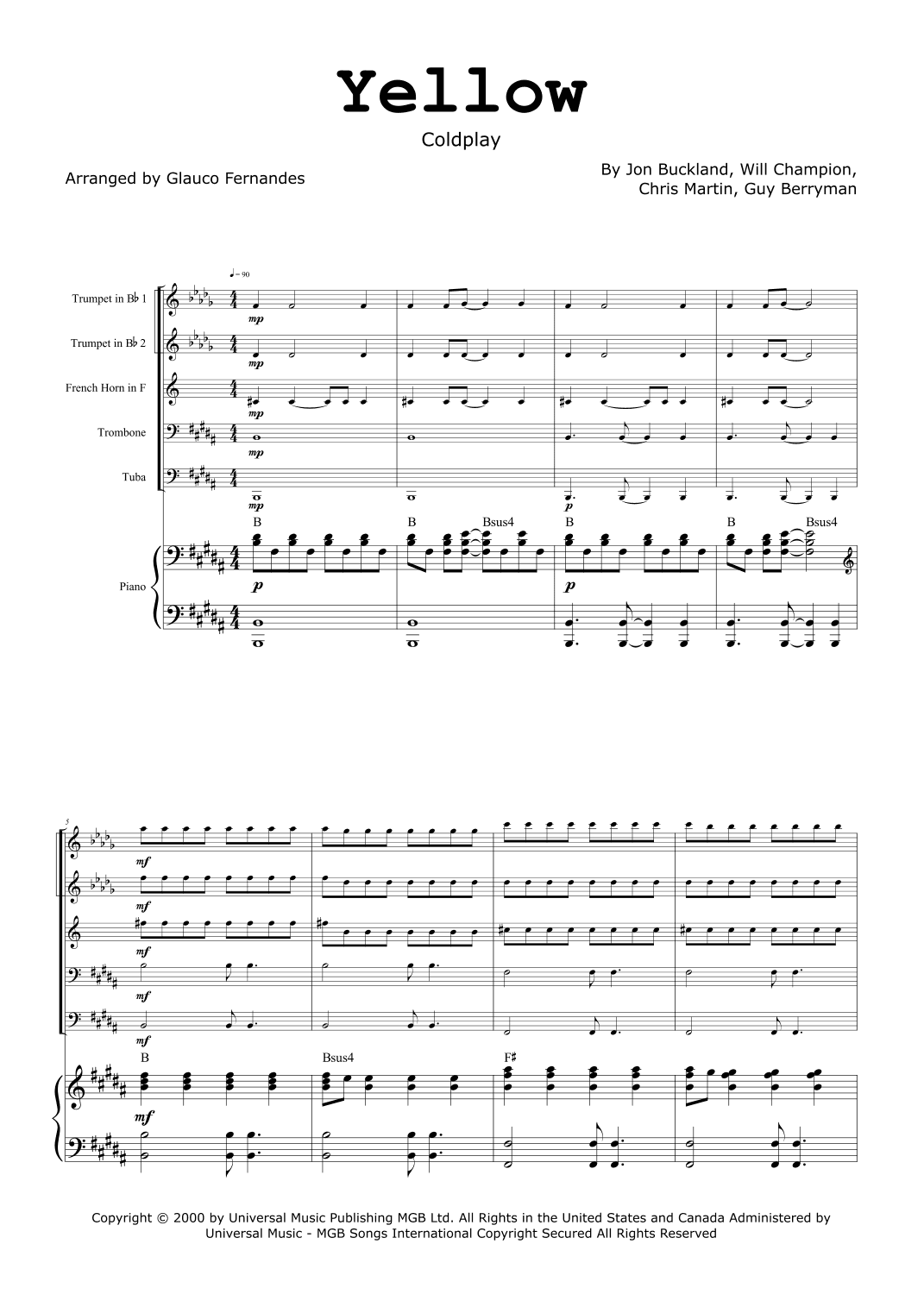 Yellow (arr. Glauco Fernandes)