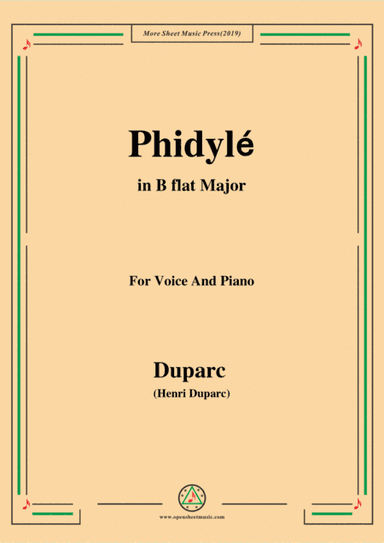 Duparc-Phidylé in B flat Major,for Voice and Piano (arr. MSM)
