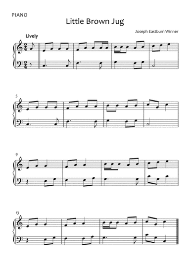 Little Brown Jug - Easy Piano (arr. Ben Williams-Stacey)