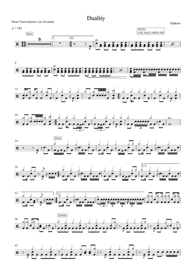 Duality (arr. Drum Transcription: Leo Alvarado)