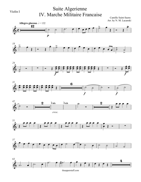 Suite Algerienne IV. Marche Militaire Francaise Orchestra I parts (arr. Nick Lacanski)