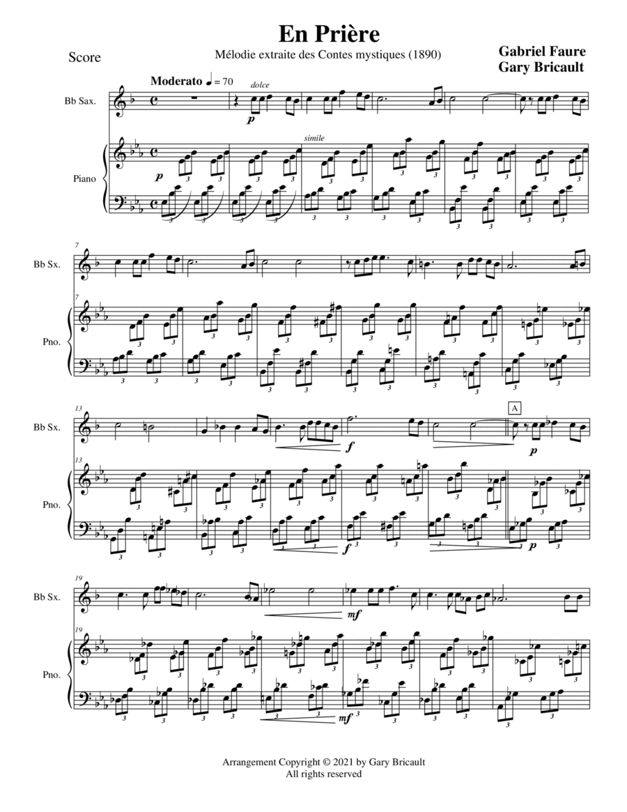 En Prier (arr. Gary Bricault)