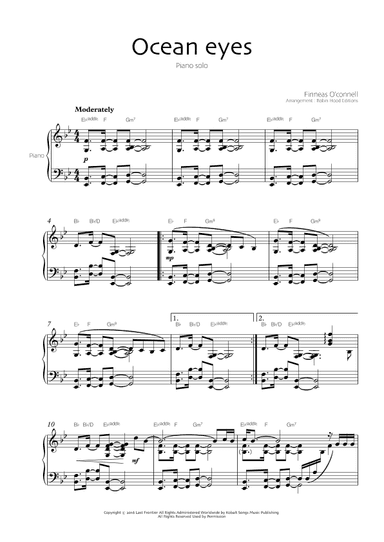 Ocean Eyes (arr. Robin Hood Editions)
