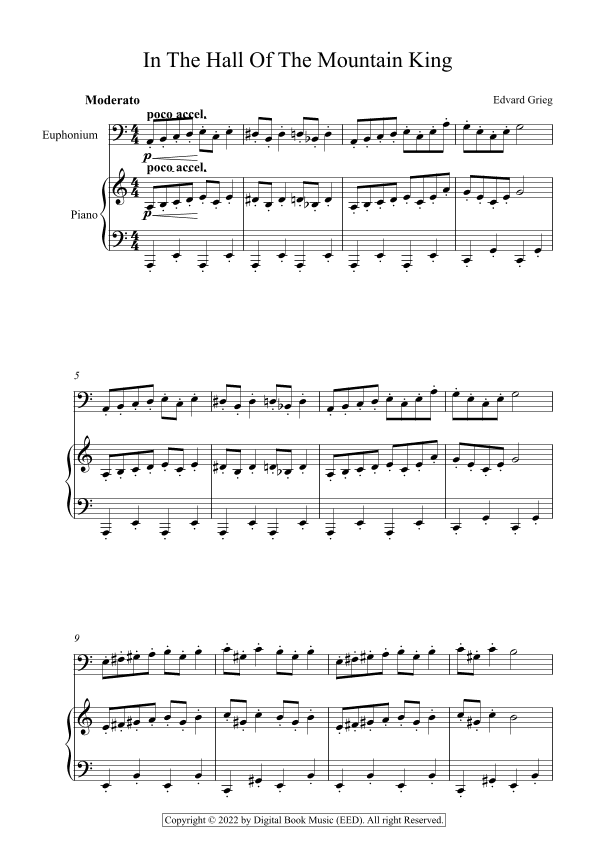 In The Hall Of The Mountain King - Edvard Grieg (Euphonium + Piano) (arr. Digital Book Music)