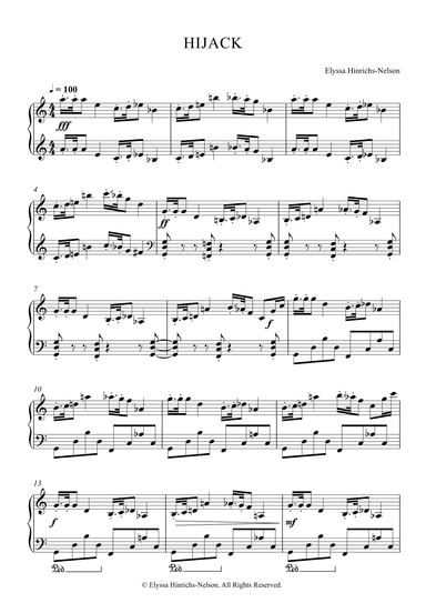 HIJACK Piano Solo by Elyssa Hinrichs-Nelson