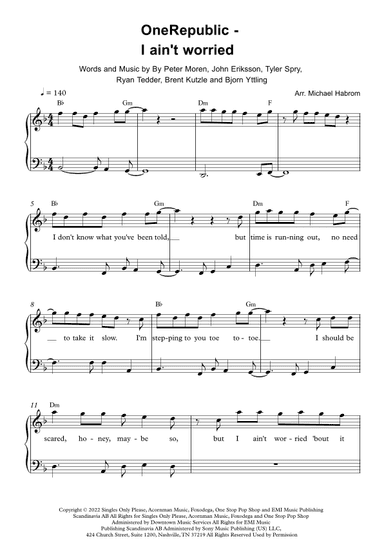 I Ain't Worried (arr. Michael Habrom)