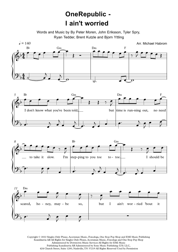 I Ain't Worried (arr. Michael Habrom)