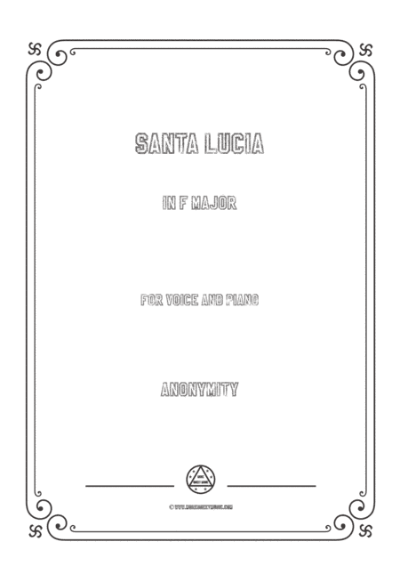 Louis-Santa Lucia in F Major,for Voice and Piano (arr. MSM)