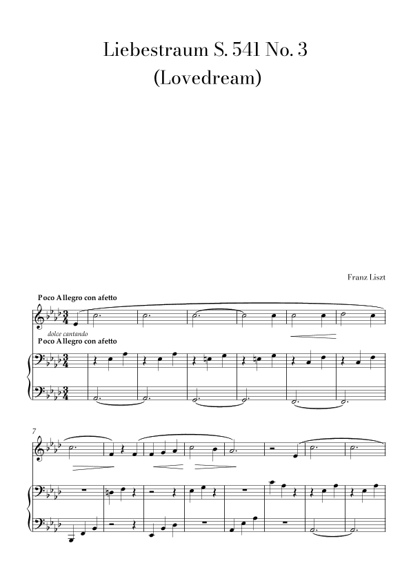 Liszt - Liebestraum for Violin and Easy Piano duo (arr. Lais Reis)