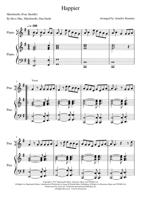 Happier (arr. Jennifer Kusuma)