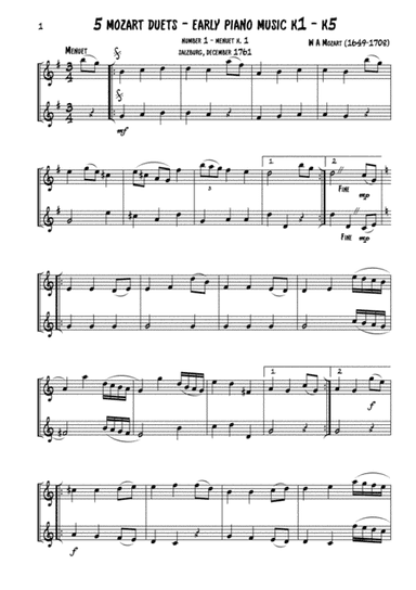 5 Mozart Violin duets (arr. Darren Lloyd)