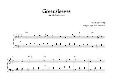 Greensleeves Intermediate Piano - A minor Chords (2) (arr. Cadu Barcelos)