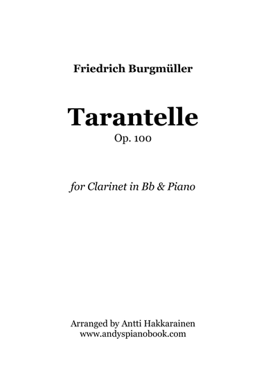 Tarantelle Op. 100 - Clarinet & Piano (arr. Antti Hakkarainen)