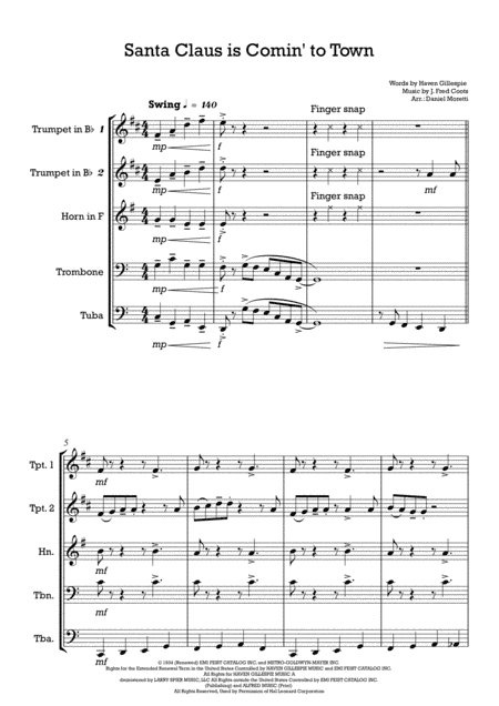 Santa Claus Is Comin' To Town (arr. Daniel Moretti)