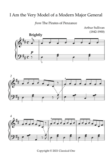 Sullivan - I Am the Very Model of a Modern Major General(With Note name) (arr. MPS)