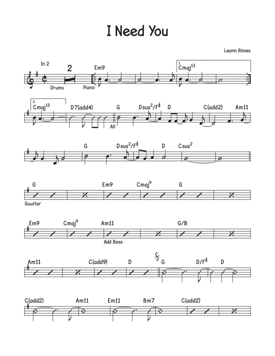 I Need You (arr. David M Fagnant)