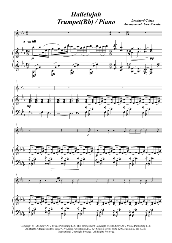 Hallelujah (arr. Uwe Roessler / Rössler / Rassler)