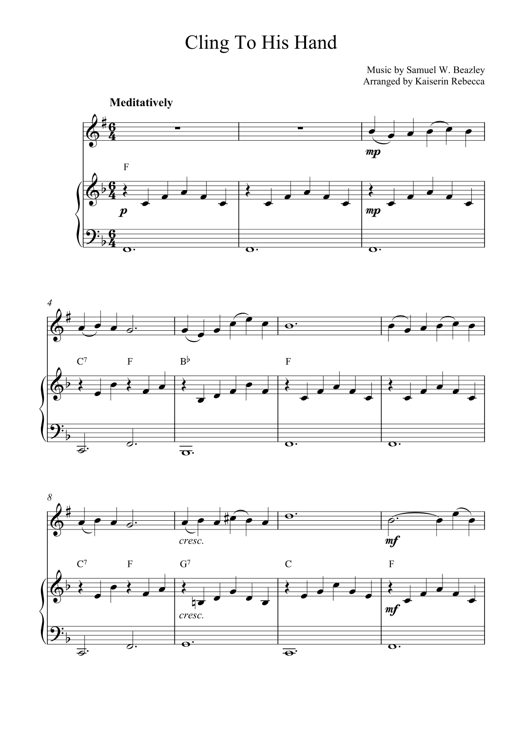 Cling To His Hand (arr. Kaiserin Rebecca)