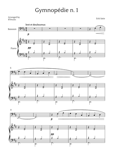 Gymnopédie N.1 - Bassoon and Piano (arr. BTmusic)