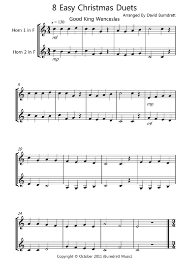 8 Easy Christmas Duets for Horn In F (arr. David Burndrett)