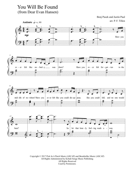 You Will Be Found (arr. P. F. Tillen)