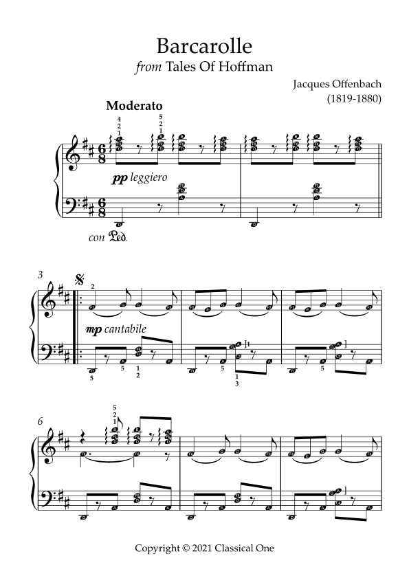 Offenbach - Barcarolle(With Note name) (arr. MPS)