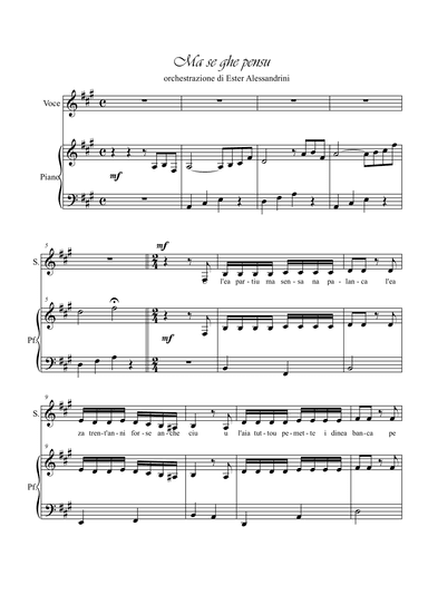 Ma se ghe pensu. Voice and piano (arr. Ester Alessandrini)