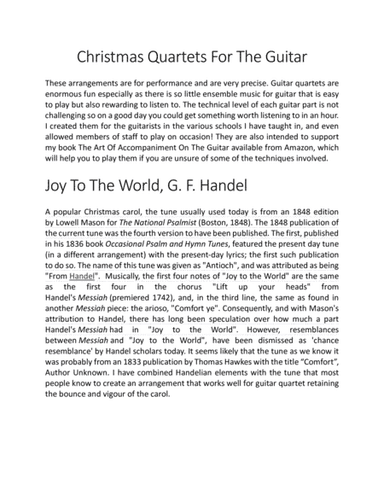 Joy To The World for Guitar Quartet (arr. Simon James)
