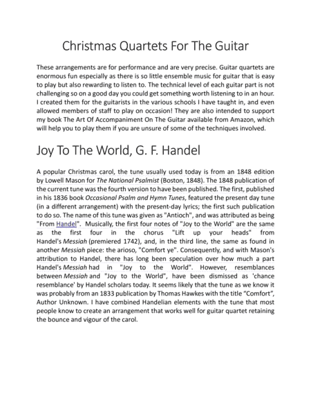Joy To The World for Guitar Quartet (arr. Simon James)