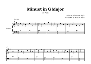 Minuet in G Major - for piano (arr. Márcio Silva)