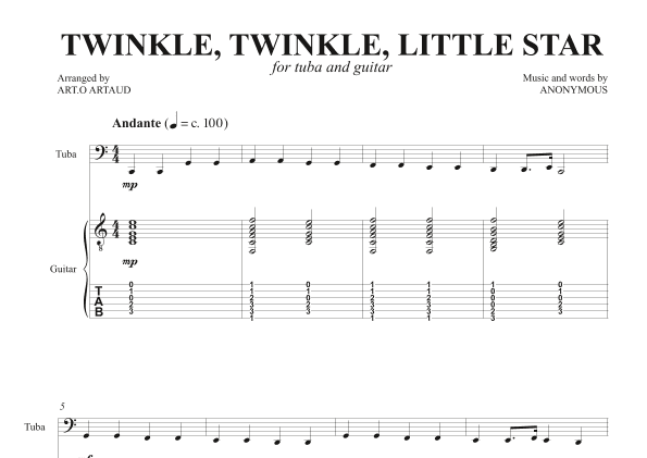 Twinkle Twinkle Little Star (arr. Art.o Artaud)