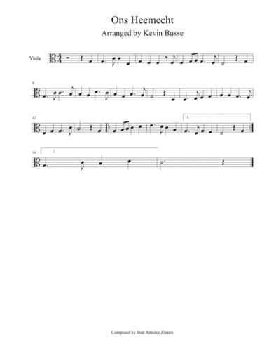 Ons Heemecht - Viola (arr. Kevin Busse)