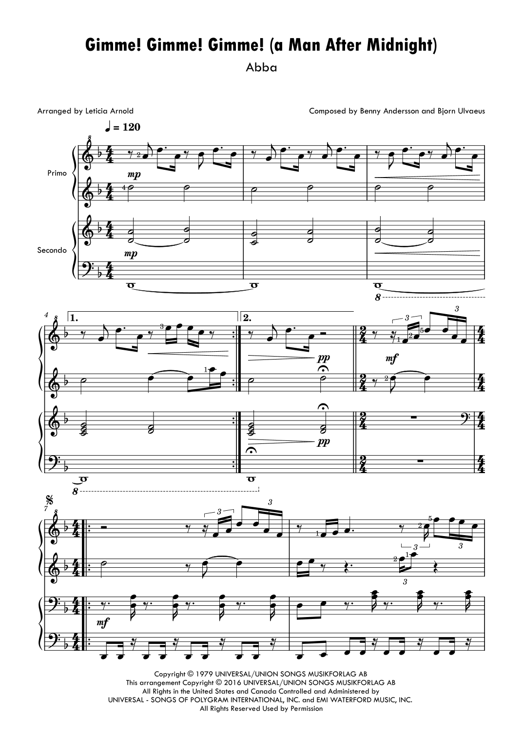 Gimme! Gimme! Gimme! (a Man After Midnight) (arr. Leticia Arnold)