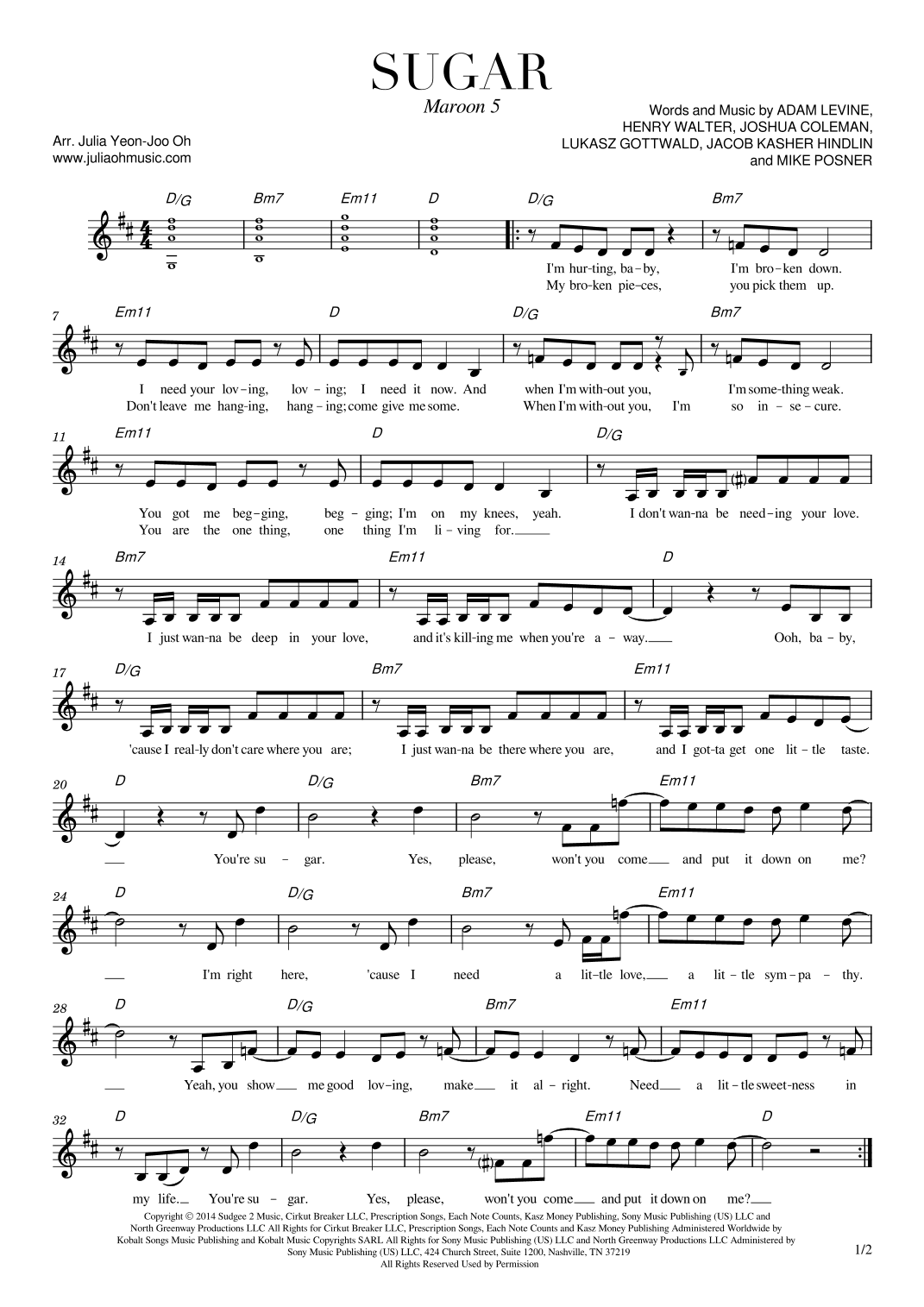 Sugar (arr. JULIA OH MUSIC | Julia Yeon-Joo Oh)
