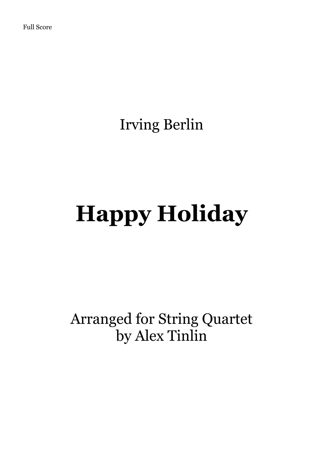 Happy Holiday (arr. Alex Tinlin)