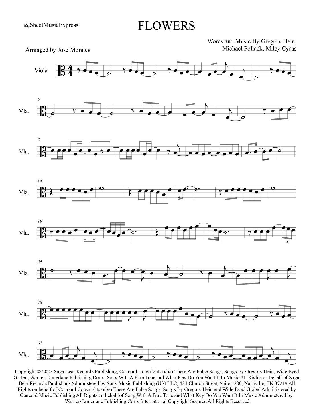 Flowers (arr. Sheet Music Express)