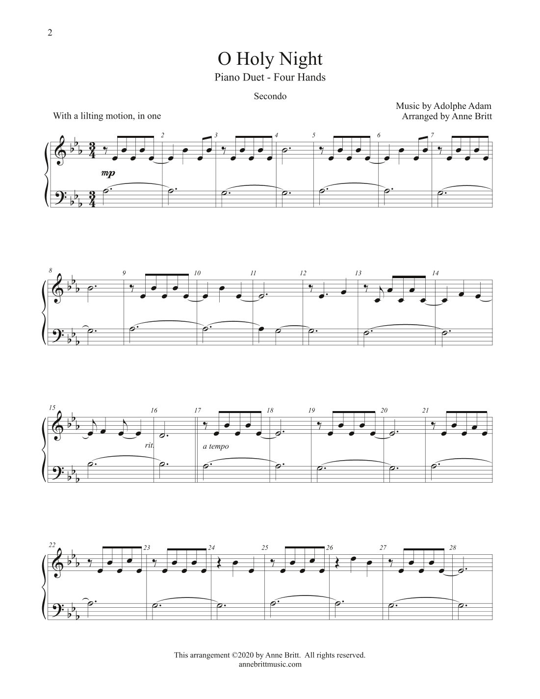 O Holy Night (piano duet) (arr. Anne Britt)