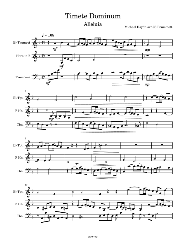 Timete Dominum (arr. Jennifer Brummett)